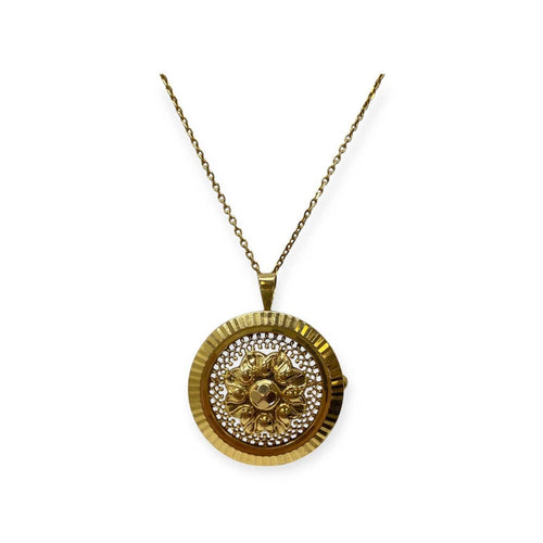 Pendentif Broche pendentif vintage rosace en or jaune 750 58 Facettes 330091952