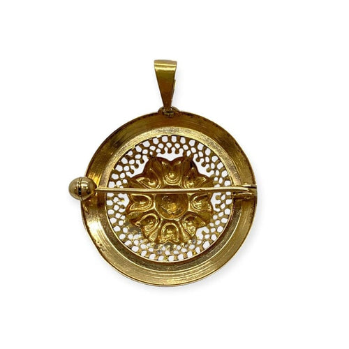 Pendentif Broche pendentif vintage rosace en or jaune 750 58 Facettes 330091952