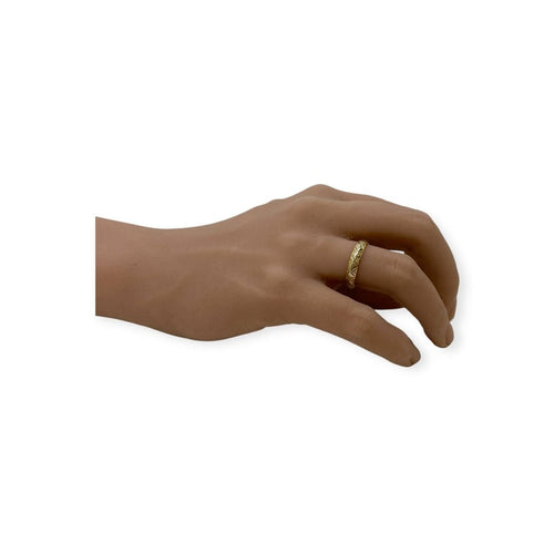 Bague 56 Alliance gravée motifs géométriques en or jaune et blanc 18K 58 Facettes 330092441