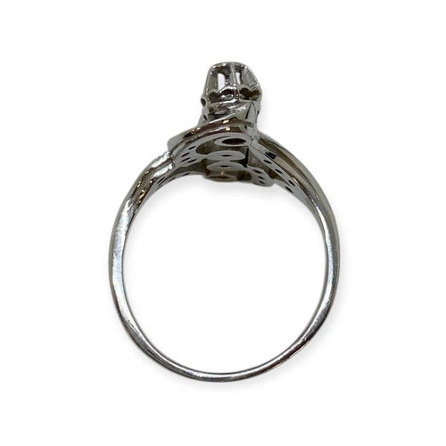 Bague 56 Bague ancienne en or blanc 750 sertie de diamants 58 Facettes 330091957