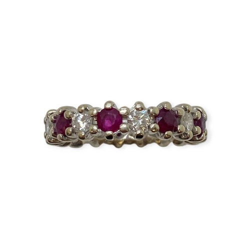 Bague 49 Bague en or blanc 18K sertie de diamants et rubis 58 Facettes 330091349