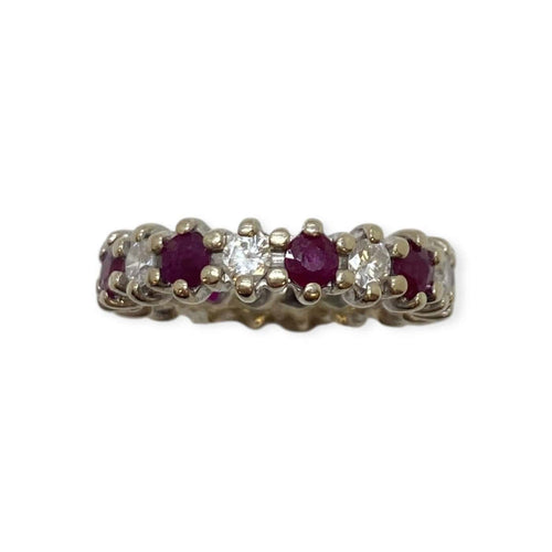 Bague 49 Bague en or blanc 18K sertie de diamants et rubis 58 Facettes 330091349