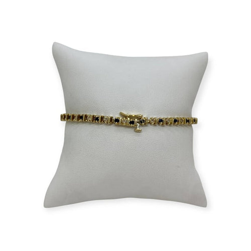 Bracelet Bracelet ligne en or jaune 14K serti de saphirs et diamants 58 Facettes 330092350