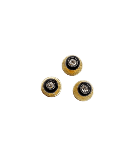 Boutons de col anciens en or 18k, diamants taille ancienne et émail 58 Facettes A06811