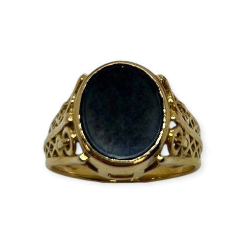 Bague 55 Bague chevalière en or jaune 750 avec onyx 58 Facettes 330090436