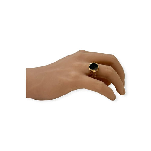 Bague 55 Bague chevalière en or jaune 750 avec onyx 58 Facettes 330090436