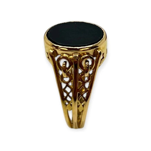 Bague 55 Bague chevalière en or jaune 750 avec onyx 58 Facettes 330090436