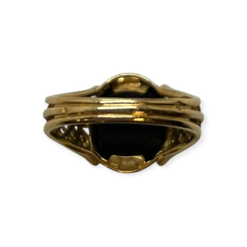 Bague 55 Bague chevalière en or jaune 750 avec onyx 58 Facettes 330090436