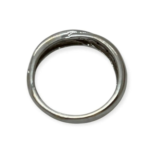 Bague 49 Bague croisée sertie de diamants en or blanc 750 58 Facettes 330090500