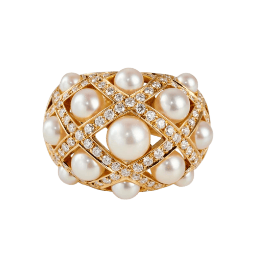 Bague 51 Chanel Baroque - Bague en or jaune 18k, perles et diamants 58 Facettes 268