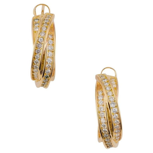 Boucles d'oreilles Cartier Trinity - Boucles d'oreilles en or jaune et diamants 58 Facettes 264