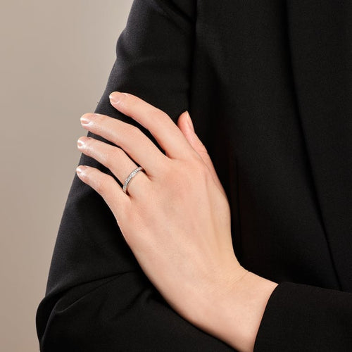 Bague 55 FRED - Alliance en platine et diamants taille princesse 58 Facettes 259
