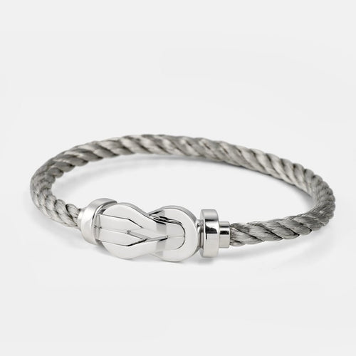 Bracelet FRED Chance Infinie - Bracelet grand modèle en or blanc 18k et acier 58 Facettes 01
