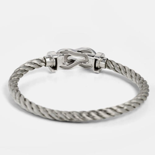 Bracelet FRED Chance Infinie - Bracelet grand modèle en or blanc 18k et acier 58 Facettes 01