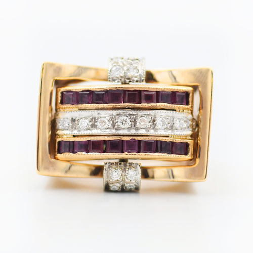 Bague Bague réversible en or 18 carats sertie de diamants, de rubis et de saphirs 58 Facettes 22539