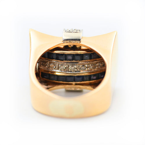 Bague Bague réversible en or 18 carats sertie de diamants, de rubis et de saphirs 58 Facettes 22539