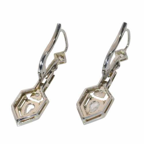 Boucles d'oreilles Boucles d'oreilles Art Déco en diamants et onyx avec pendants en diamants en forme de poire 58 Facettes 26019-0136