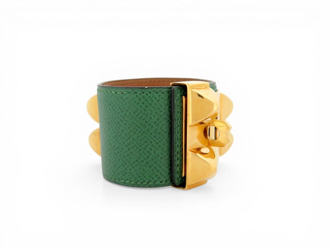 Bracelet Hermès Collier de Chien Médor - Bracelet en cuir Epsom vert 58 Facettes 273702