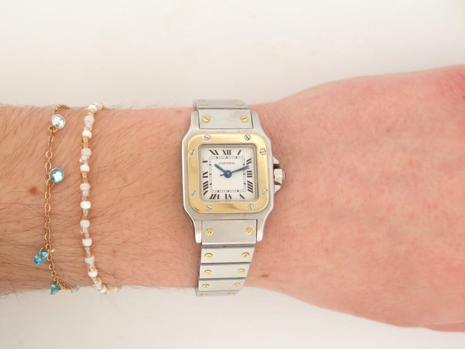 Montre Cartier Santos Galbée 1567 - Montre quartz or et acier 24 mm 58 Facettes 273199