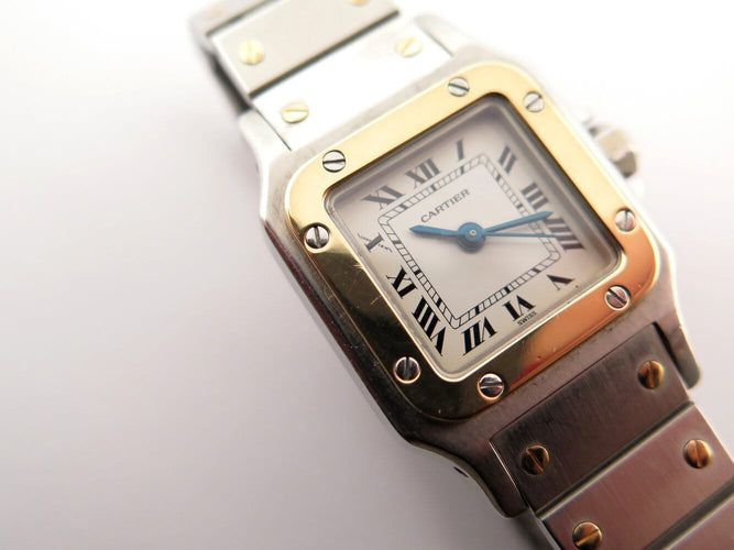 Montre Cartier Santos Galbée 1567 - Montre quartz or et acier 24 mm 58 Facettes 273199