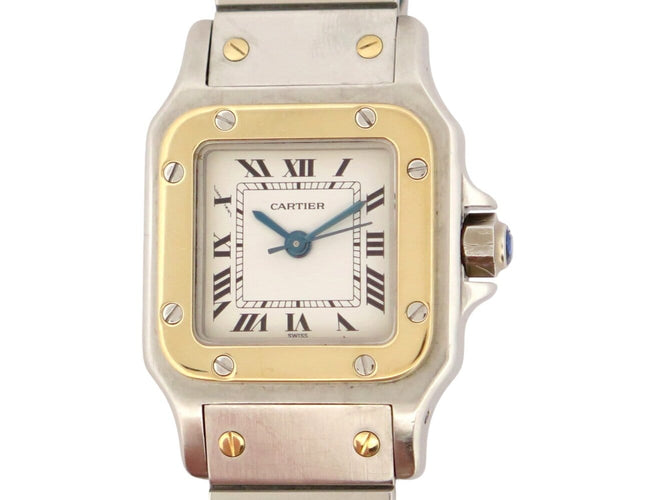 Montre Cartier Santos Galbée 1567 - Montre quartz or et acier 24 mm 58 Facettes 273199