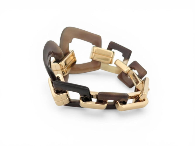 Bracelet Hermès Écuyère - Bracelet en corne et métal doré 58 Facettes 273708