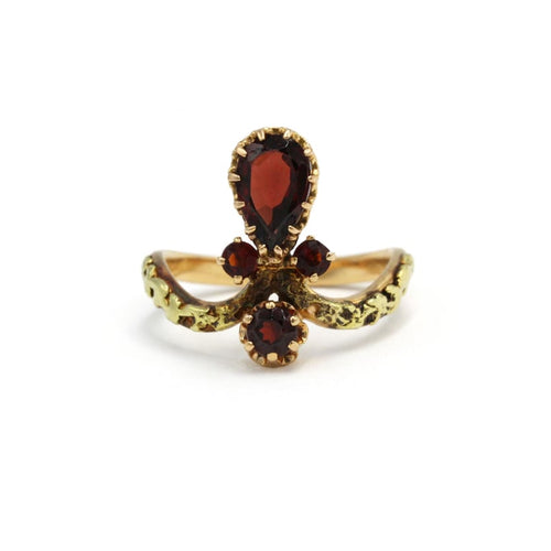 Bague 50 Bague Duchesse en or jaune et rose 750‰, grenats 58 Facettes 260091R