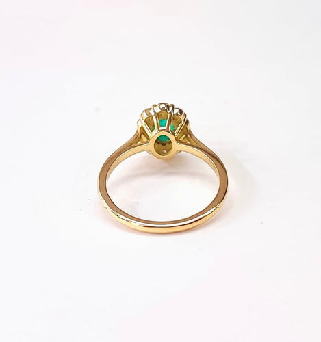 Bague 55 Bague marguerite entourage émeraude et diamants en or jaune 18K 58 Facettes BAG.MARGT.E.FIL-FA.70