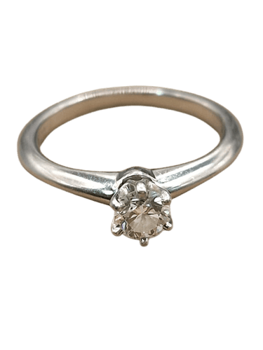 Bague 49 Tiffany & Co - Bague solitaire en platine 950 et diamant naturel 0,30 ct 58 Facettes CV-019
