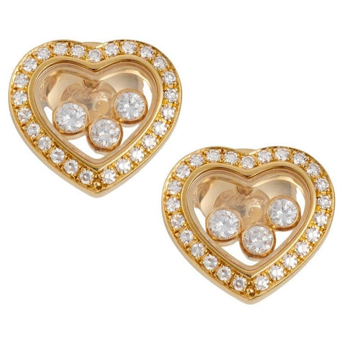 Boucles d'oreilles Chopard Happy Diamonds - Boucles d'oreilles en or jaune 18k et diamants 58 Facettes 253