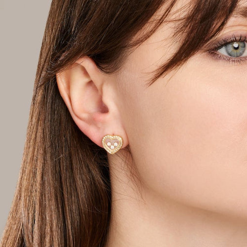 Boucles d'oreilles Chopard Happy Diamonds - Boucles d'oreilles en or jaune 18k et diamants 58 Facettes 253