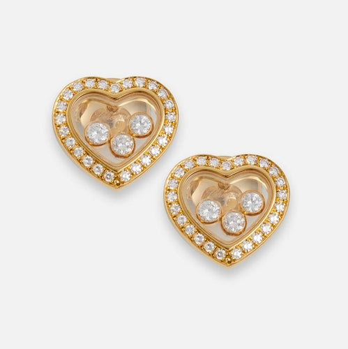 Boucles d'oreilles Chopard Happy Diamonds - Boucles d'oreilles en or jaune 18k et diamants 58 Facettes 253