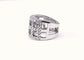 Bague 53.5 Bague bandeau ajourée en or blanc 18K et diamants 58 Facettes band.ajour.dt