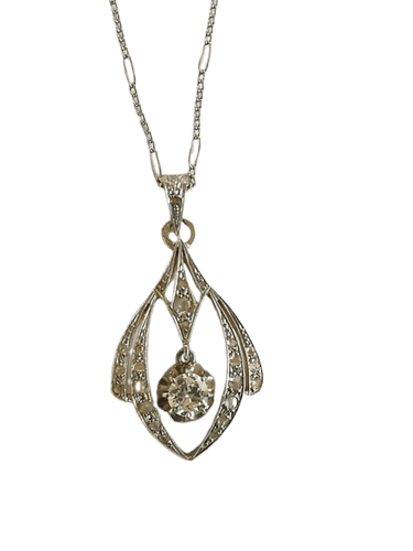 Collier Collier Art déco - Pendentif en or jaune et or blanc 750 et diamants 58 Facettes 01352