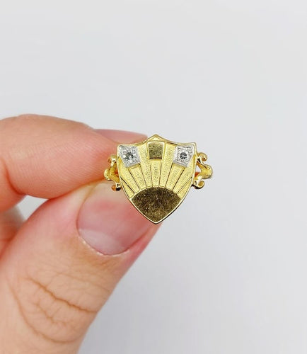 Bague 51 Bague chevalière blason vintage en or 18k et platine, diamants 58 Facettes A06817