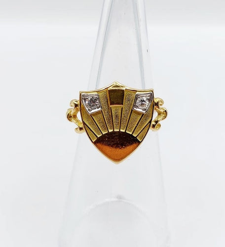 Bague 51 Bague chevalière blason vintage en or 18k et platine, diamants 58 Facettes A06817