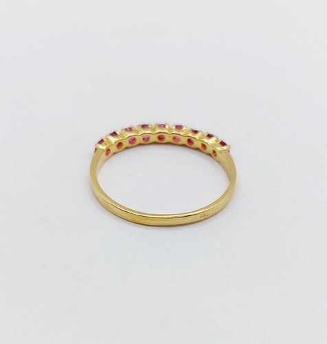 Bague 52 Demi-alliance vintage en or 18k et rubis 58 Facettes A06819
