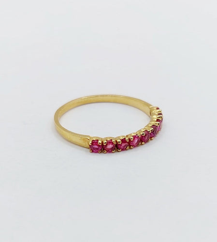Bague 52 Demi-alliance vintage en or 18k et rubis 58 Facettes A06819