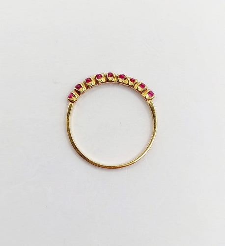 Bague 52 Demi-alliance vintage en or 18k et rubis 58 Facettes A06819