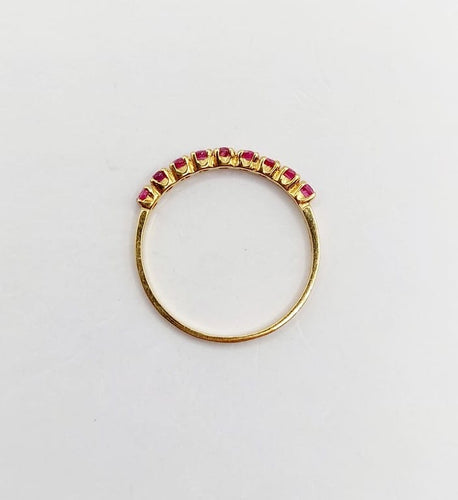 Bague 52 Demi-alliance vintage - Bague en or jaune 18k et rubis 58 Facettes A06819