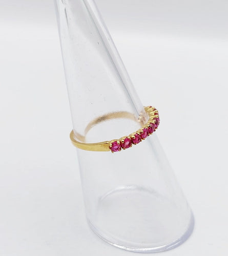 Bague 52 Demi-alliance vintage en or 18k et rubis 58 Facettes A06819