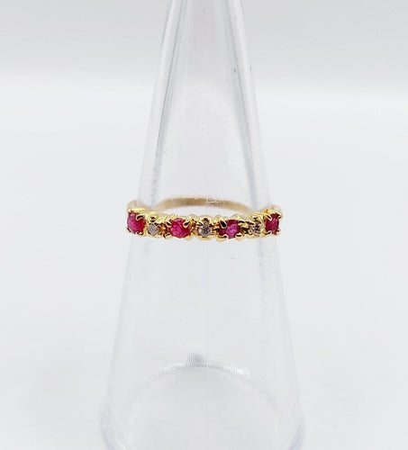 Bague 50 Demi-alliance vintage - Bague en or jaune 18k, rubis et diamants 58 Facettes A06820