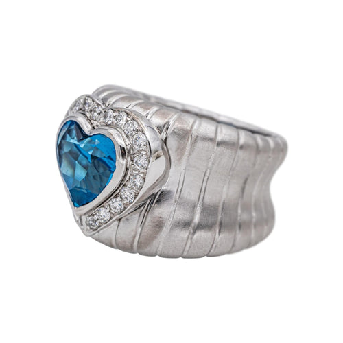 Bague 55 Bague Or blanc Topaze, Diamant 58 Facettes 4815678CN