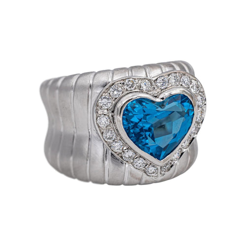 Bague 55 Bague Or blanc Topaze, Diamant 58 Facettes 4815678CN