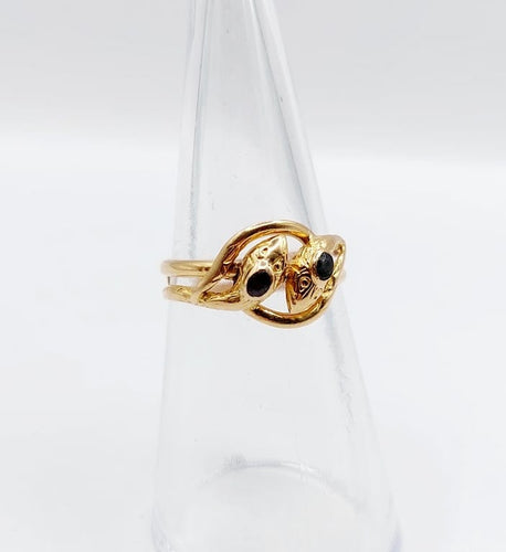 Bague 51 Bague serpent antique en or rose 18k avec verres rouges et verts 58 Facettes A06821