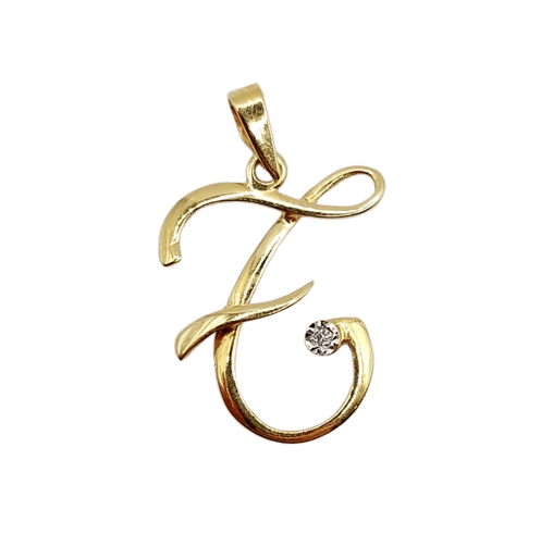 Pendentif Pendentif vintage en or 18k lettre F et diamant 58 Facettes A06825