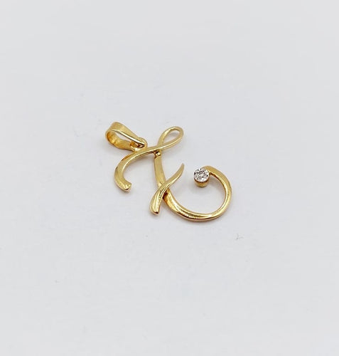 Pendentif Pendentif lettre F vintage en or jaune 18 carats et diamant 58 Facettes A06825