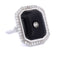 Bague 56 Bague Art déco en or blanc 18 ct avec onyx et diamants 58 Facettes AN48 (00519)