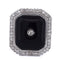 Bague 56 Bague Art déco en or blanc 18 ct avec onyx et diamants 58 Facettes AN48 (00519)