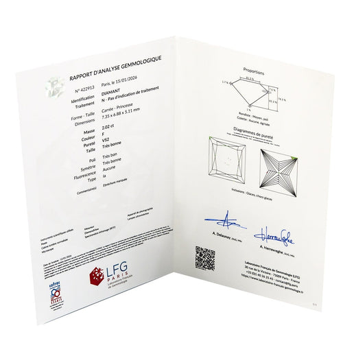 Bague 53.5 Bague solitaire - Diamant taille princesse 2,02 ct en or blanc 58 Facettes DIN0301X2